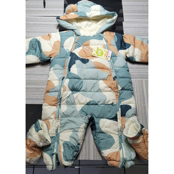 Junneeng Snowsuit Boys 12 Months Coveralls Hood Pocket Zip - Picture 5 of 15